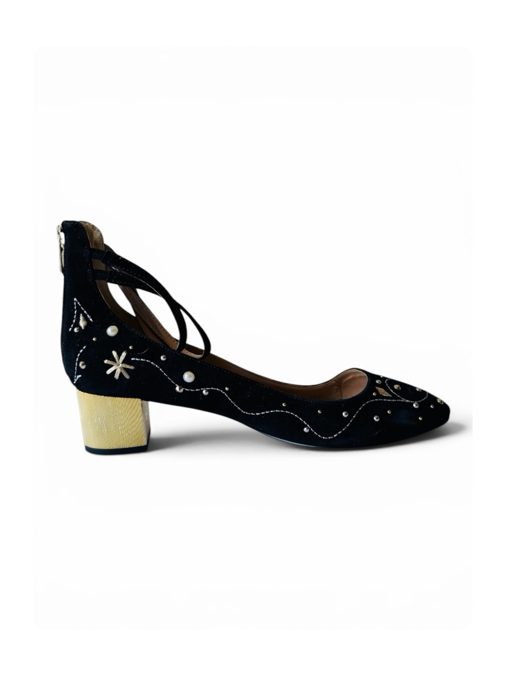 ★ Sam Edelman Lucien Embroidered Pearl Stud
Ankle Strap Pumps Black 9.5 ★ - Picture 6 of 16